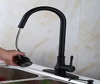 DROP Bath and Kitchen DR091024 Robinet d'évier de cuisine monotrou en laiton avec forme ronde en couleur noire