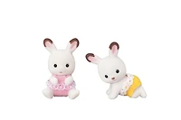 Calico Critters Hopscotch Rabbit Twins, Set of 2 Collectible Doll Figures with Pushcart Accessory