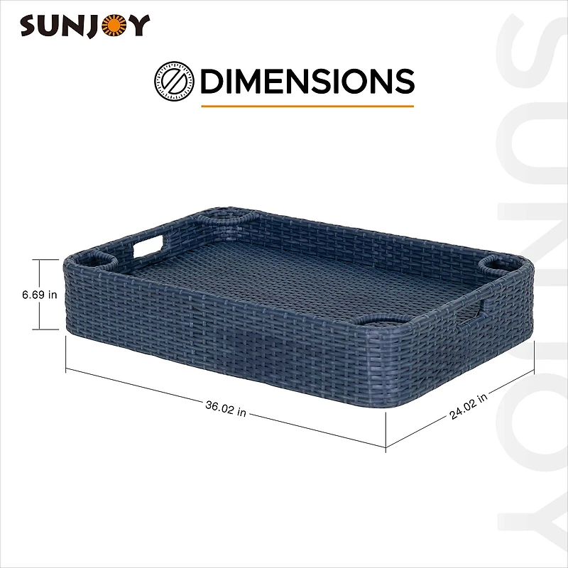 Sunjoy Plateau flottant en osier 36x24'',Marin