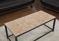 Monarch Specialties Coffee Table, Accent, Cocktail, Rectangular, Living Room, 42" L, Brown Tile, Brown Metal, Transitional