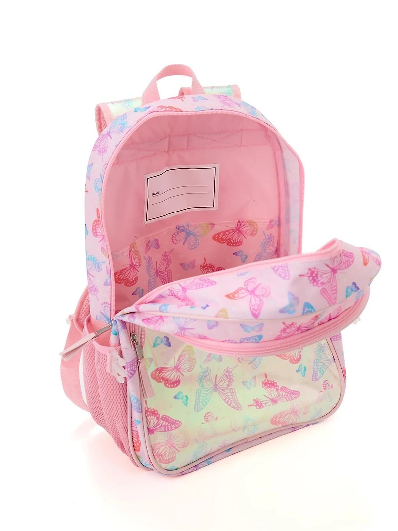 BUTTERFLY BACKPACK AND SHAPED LUNCHBOX SET, Multi-Piece Backpack Set