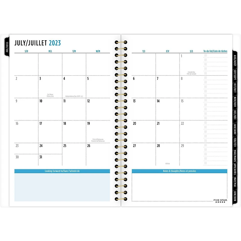 Five Star® Metallic Gold Accents Small Planner, Weekly/Monthly Planner
