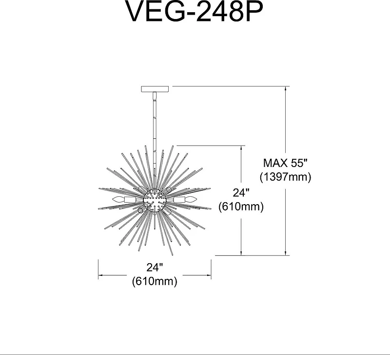 Pendentif en or Dainolite VEG-248P-GLD-VB
