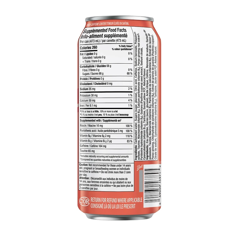 Rockstar Punched Pêche Boisson Énergisante 473 mL, Canette