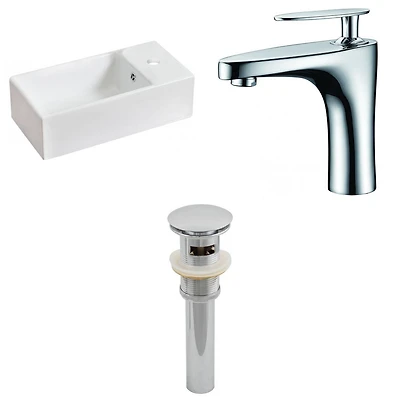 American Imaginations -in. W Above Counter White Bathroom Vessel Sink Set For 1 Hole Right Faucet AI