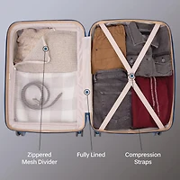 Ensemble de bagages rigides 3 pièces : Valises grandes 28 pouces et 24 pouces avec roulettes, et Valise Cabine 20 pouces