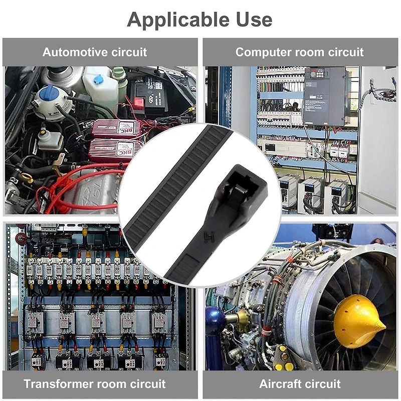 WorkPro Attaches de câble à double verrouillage de 8 pouces, 45 lb, noires, 100 pièces Nylon<br>Double verrouillage