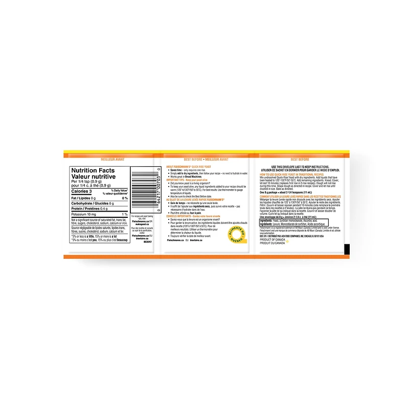 Fleischmann's Sachets de Levure Levée Rapide