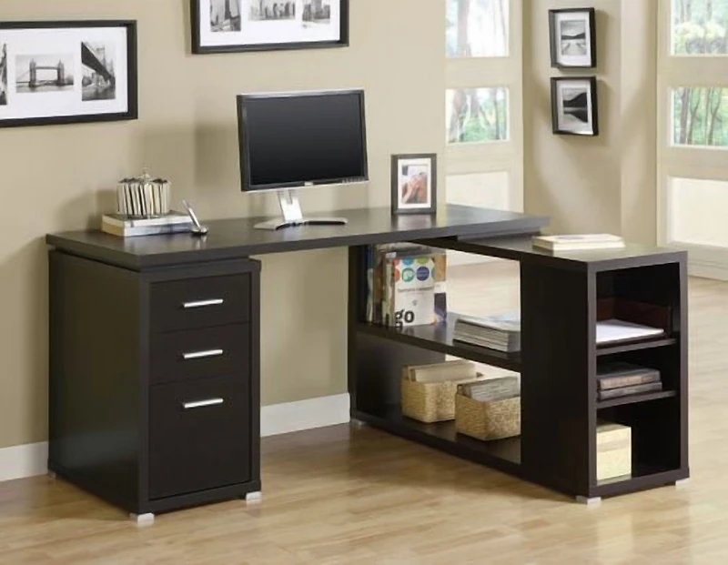 Monarch Specialties Bureau, Bureau À Domicile, Coin, Configuration Gauche, Droite, Tiroirs De Rangement, Forme De L, Travail, Ordinateur Portable, Stratifié, Brun, Contemporain, Moderne