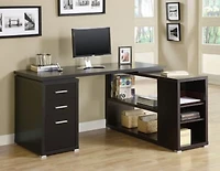 Monarch Specialties Bureau, Bureau À Domicile, Coin, Configuration Gauche, Droite, Tiroirs De Rangement, Forme De L, Travail, Ordinateur Portable, Stratifié, Brun, Contemporain, Moderne