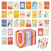American Greetings - Assortiment en boîte de 30 cartes de fête avec enveloppes, cachets et boîte de rangement (motifs Kathy Davis, Gâteau)