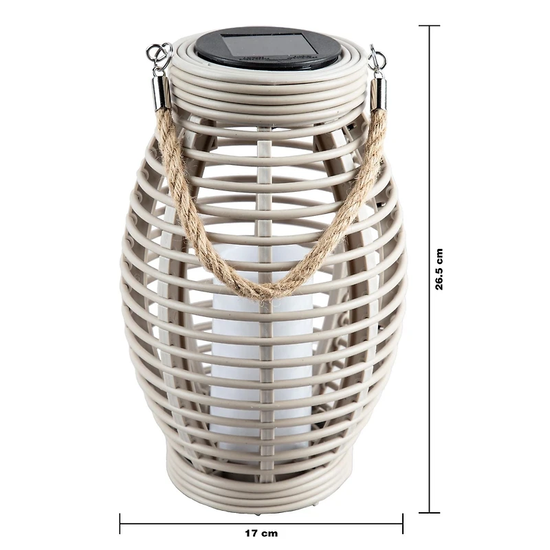 Lanterne solaire avec poignée en jute