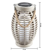 Lanterne solaire avec poignée en jute
