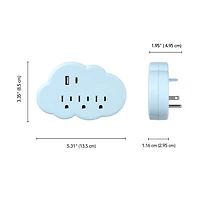 Globe Electric 3-Outlet Blue Cloud Indoor Wall Charger Charging Adapter with 1x USB-A 1x USB-C (15.5 combined)