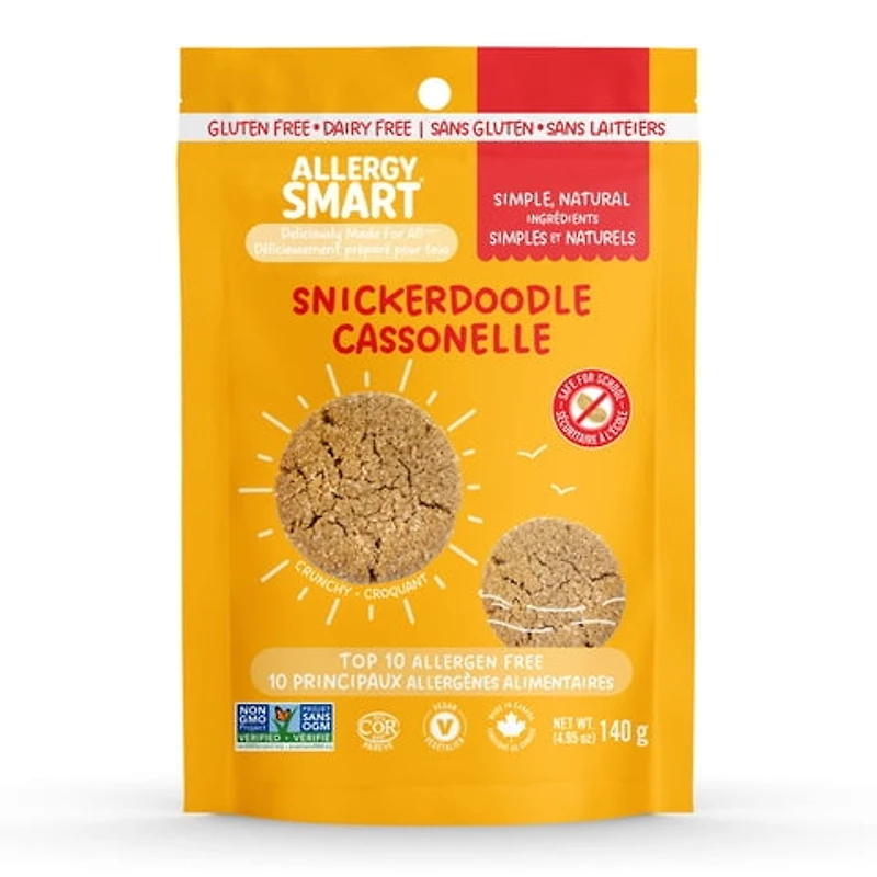 Allergy Smart Gluten Free Snickerdoodle Cookies, 140g Bag