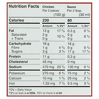 Flamingo Morceaux de haut de cuisse de poulet entièrement Flamingo Morceux style poulet frit désossés et croustillants, entièrement cuits avec sachet de sauce moutarde et miel, Flamingo 700 g