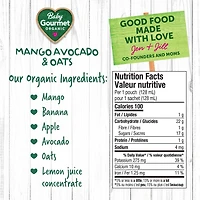 Baby Gourmet Organic Puree Mango Avocado & Oats, Puree - 128 mL