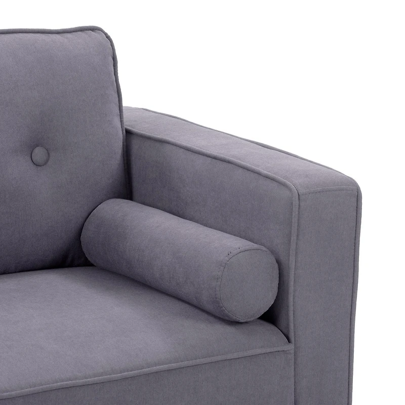 Fauteuil large et confortable CorLiving Mulberry Mid-Century pour le salon - Fauteuil d'appoint et de coin lecture, fauteuil idéal, fauteuil avec coussins de traversin inclus