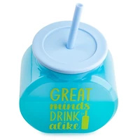 Mainstays Sip 40 OZ Fishbowl Tumbler with Lid and Straw, Blue