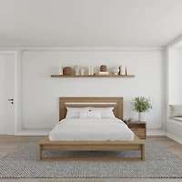 Ensemble de chambre à coucher Morgan 3 pièces avec tête de lit, sommier à lattes et 1 table de chevet