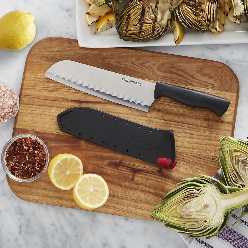 Farberware 7" Santoku Knife with Self Sharpening Sleeve