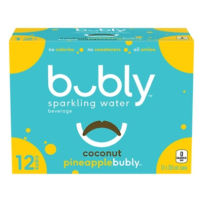 Bubly Coconut Pineapple Sparkling Water 12 x 355 ml, Cans.