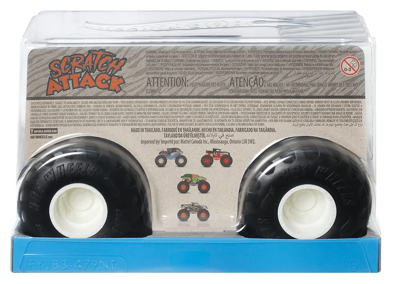 Hot Wheels Monster Trucks Camion surdimensionné Échelle1:24, Scratch Attack