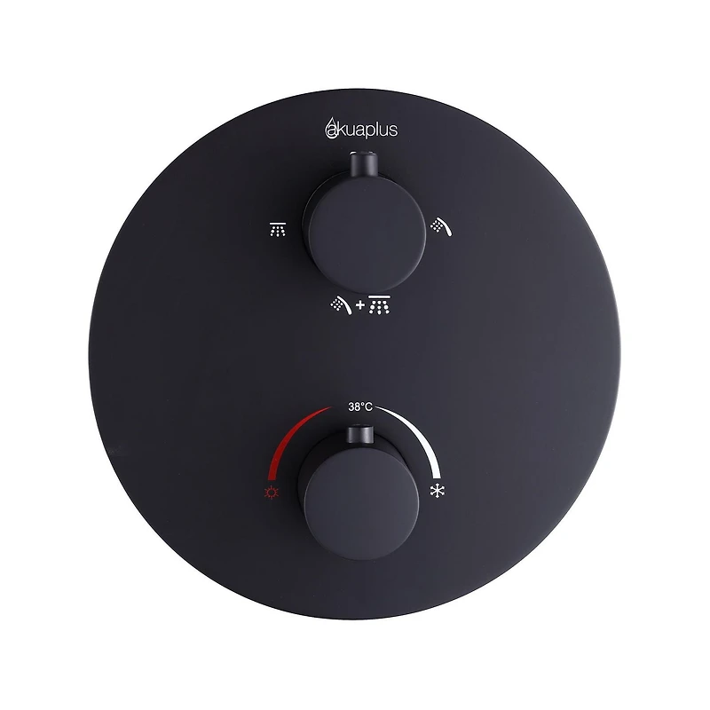 Thermostatique valve ronde, déviateur 4 voies, 2 douchettes magnetique avec boutons poussoirs