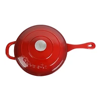 Crock-Pot Artisan Poêle à sauter profonde en fonte émaillée de 3,5 Qt avec couvercle, rouge écarlate, ronde