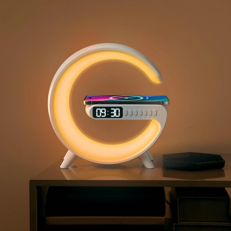 Lampe LED à chargement sans fil Merkury Innovations avec réveil Horloge lampe chargeur sansfil