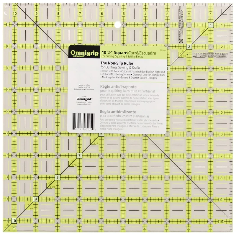 Omnigrip 10-1/2" x 10-1/2" Non-Slip Square Quilting Ruler by Omnigrid
