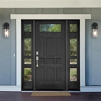 Applique murale d’extérieur noir mat à 1 ampoule avec abat-jour en verre transparent (ensemble de 2), 60000000 Applique murale d’extérieur