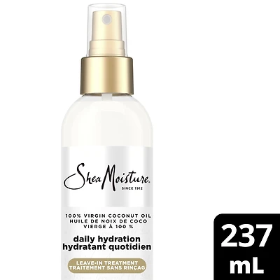 SheaMoisture Traitement Sans Rinçage Hydratant Quotidien pour tous types de cheveux Huile de Noix de Coco Vierge à 100 % avec huile de noix de coco, lait de coco et gomme d'acacia du Sénégal 237mL 237 ml Traitement Sans Rinçage Hydratant Quotidien