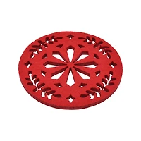 Lot de 4 dessous de verre festifs en feutre rouge avec décorations de Noël Holiday Time, Protecteur de table d'isolation thermique