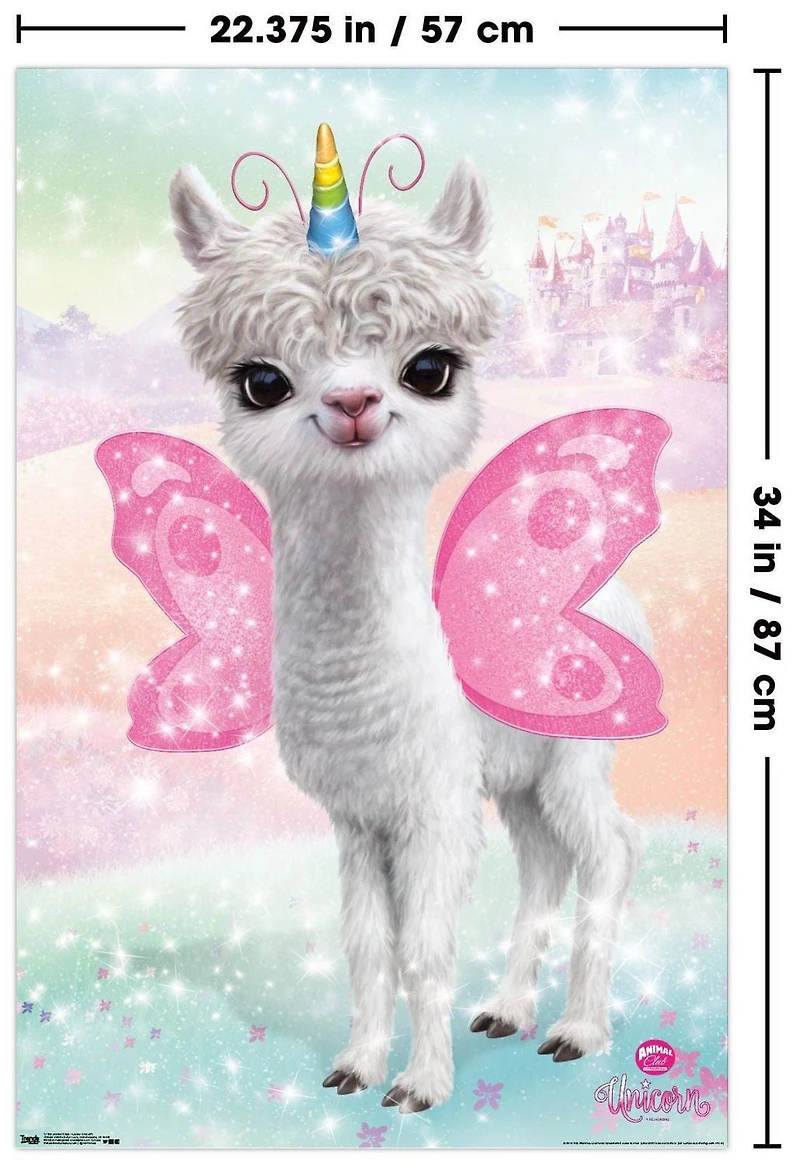 Animal Club - Lama Unicorn Wall Poster, 22.375" x 34"