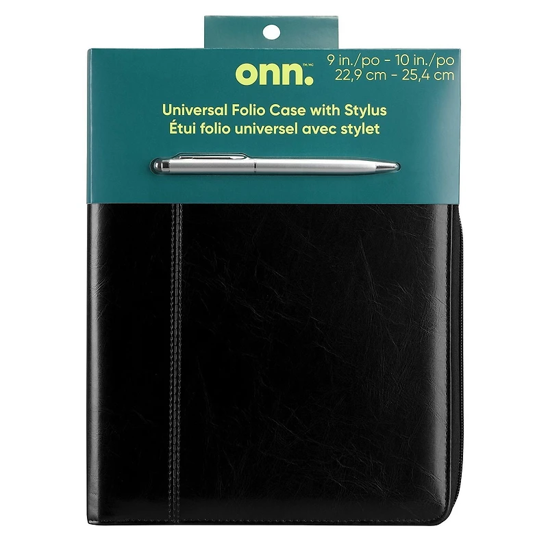 onn. 9 in./10 in. Tablet Universal Folio Case, Includes Stylus