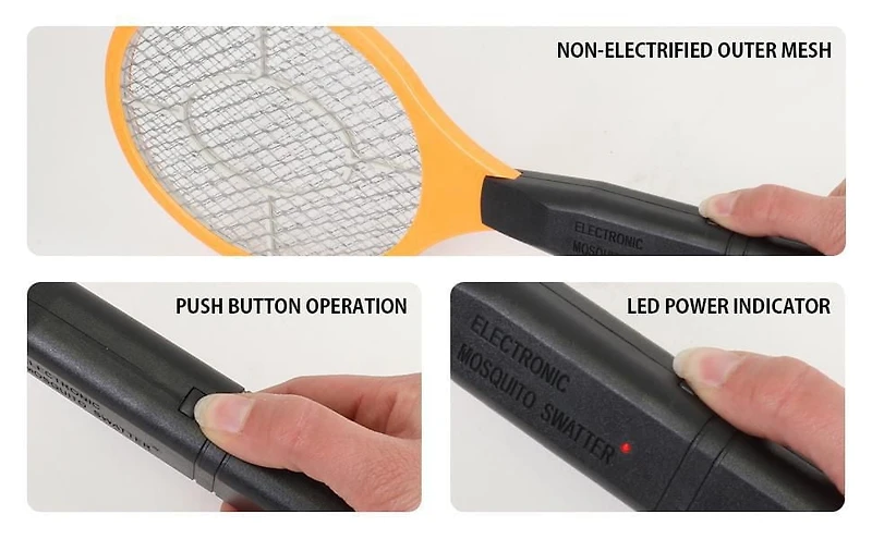 Bite Shield Raquette Zapper Électronique, Tue-Mouches et Insectes Efficace pour l'Extérieur