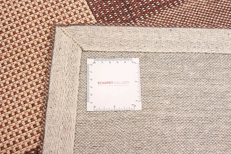 ECARPETGALLERY 4'6" x 6'6" Contemporary Collage Handmade Area Rug for Living Room, Dining Room and Bedroom in Brown