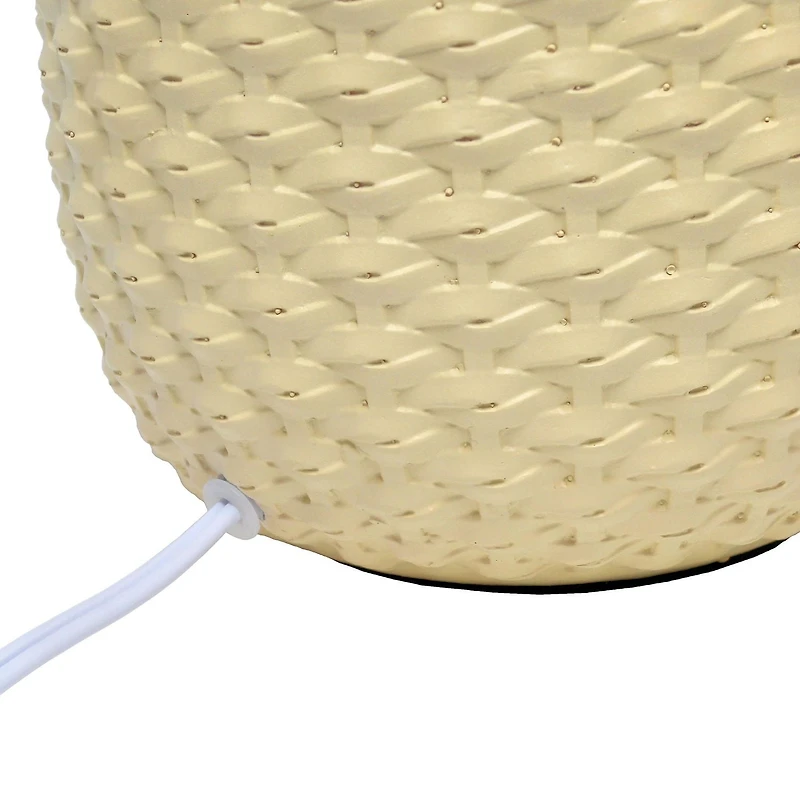 Simple Designs 20.4" Tall Traditional Ceramic Purled Texture Bedside Table Desk Lamp with Fabric Drum Shade for Home Decor, Bedroom, Living Room, Entryway, Office