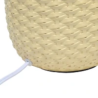 Simple Designs 20.4" Tall Traditional Ceramic Purled Texture Bedside Table Desk Lamp with Fabric Drum Shade for Home Decor, Bedroom, Living Room, Entryway, Office
