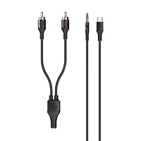 Scosche CAUXB4RCAA-SP 3.5mm AUX to USB-C Braided Cable & RCA Audio Adapter Kit 4-ft. Space Gray, Stereo Cable for USB-C Device