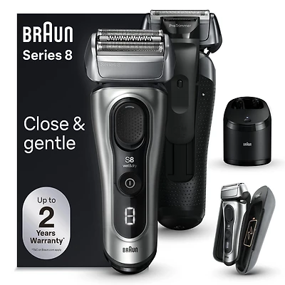 Braun Series 8 Electric Shaver for Men, with 4+1 Shaving Elements & Precision Long Hair Trimmer, 5in1 SmartCare Center, Close & Gentle Even on Dense Beards, PowerCase for Mobile Charging, Wet & Dry El