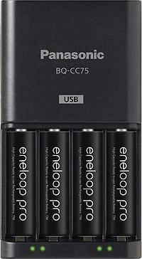 Panasonic Eneloop Advanced Battery Charger with USB Charging Port and 4AAA eneloop pro High Capacity Rechargeable Batteries