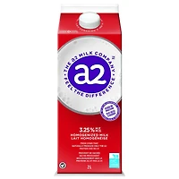 A2 MILK®3.25% MF - FRENCH Le lait a2, bon pour le bedon, provient de vaches qui ne produisent naturellement que de la protéine A2. Plus facile à digérer, sentez-vous fanta2tique