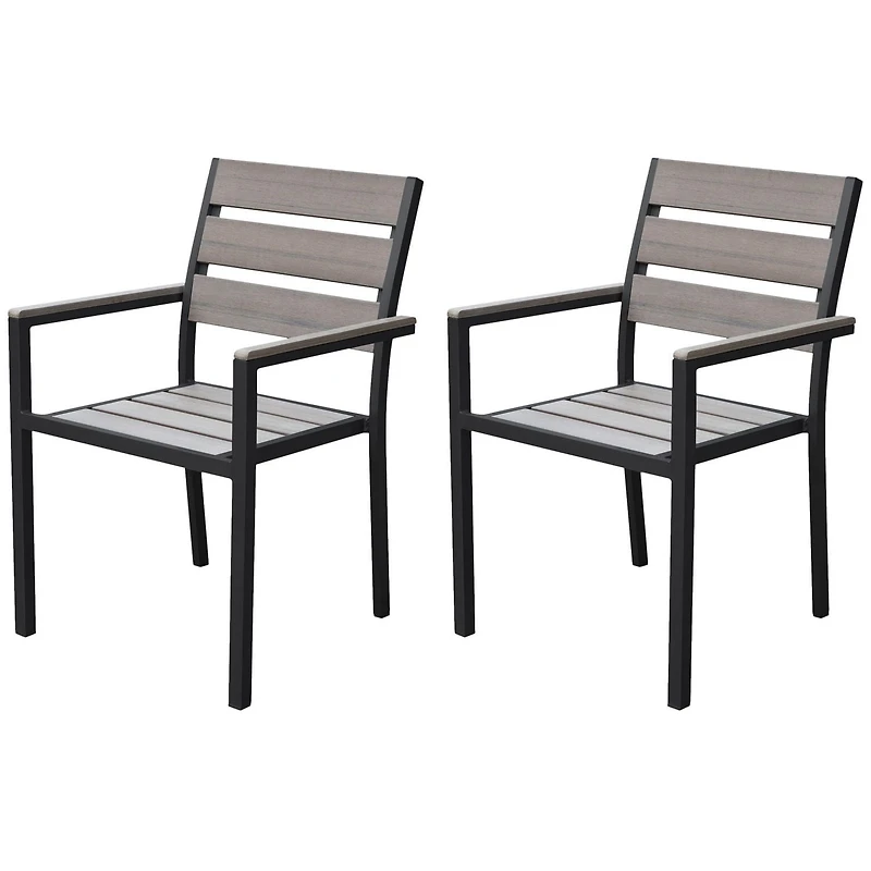 CorLiving Sun Bleached Outdoor Weather Resistant Dining Chairs, Set of 2