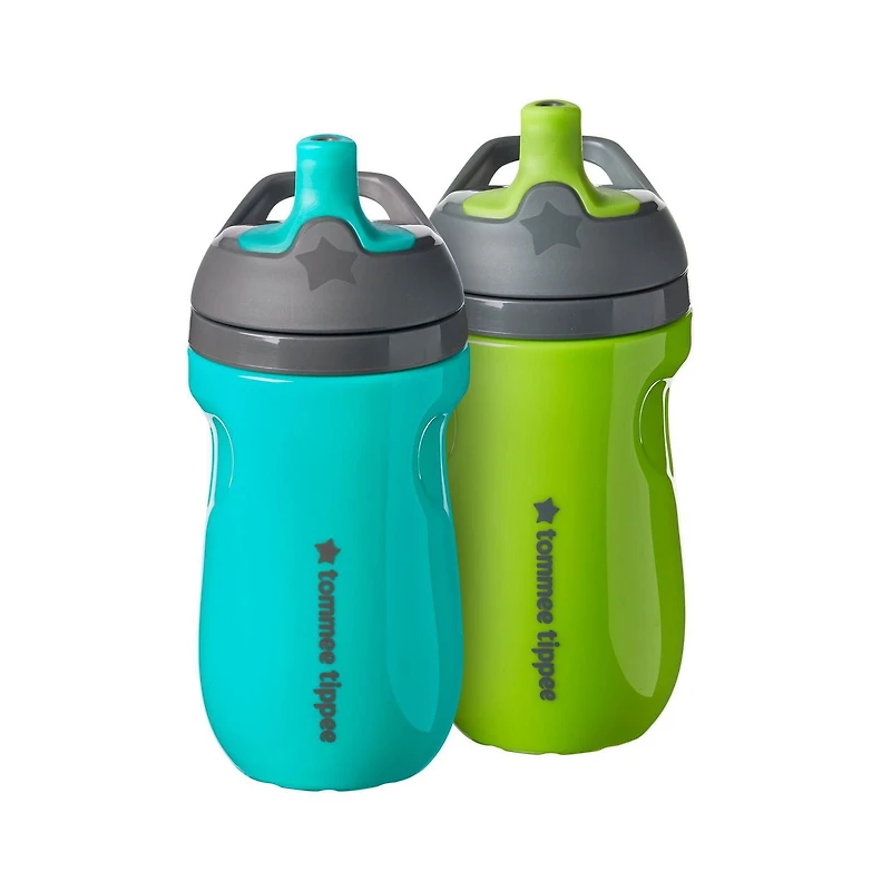 Bouteille d’eau isolé Sportee de Tommee Tippee avec poignée pour tout petit – 12m+, paquet de 2