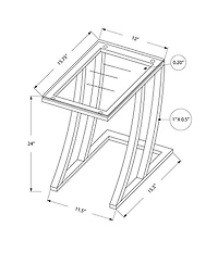 Monarch Specialties Table D'appoint, En Forme De C, Bout, Côté, Collation, Salon, Chambre À Coucher, Métal, Verre Trempé, Gris, Dégager, Contemporain, Moderne