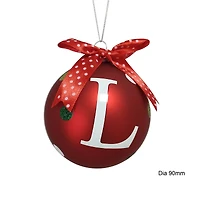 HOLIDAY TIME L RED LETTER GLASS ORNAMENT