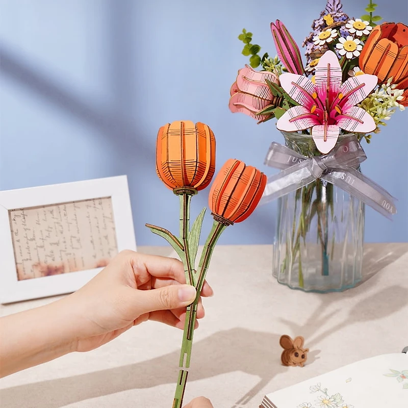 Décoration Fleur Lys Rose 3D Puzzle Rolife TW071