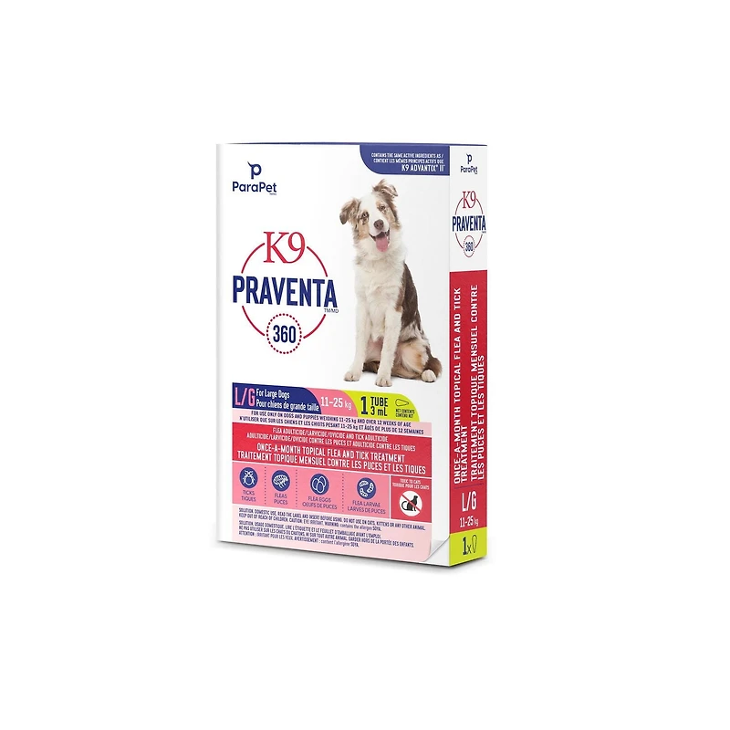 K9 Praventa 360 Flea & Tick Treatment, Large Dogs from 11 kg to 25 kg, 1 tube